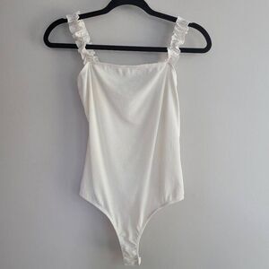 21 saints medium white tank bodysuit with ruffled sleeves coquette angelcore min